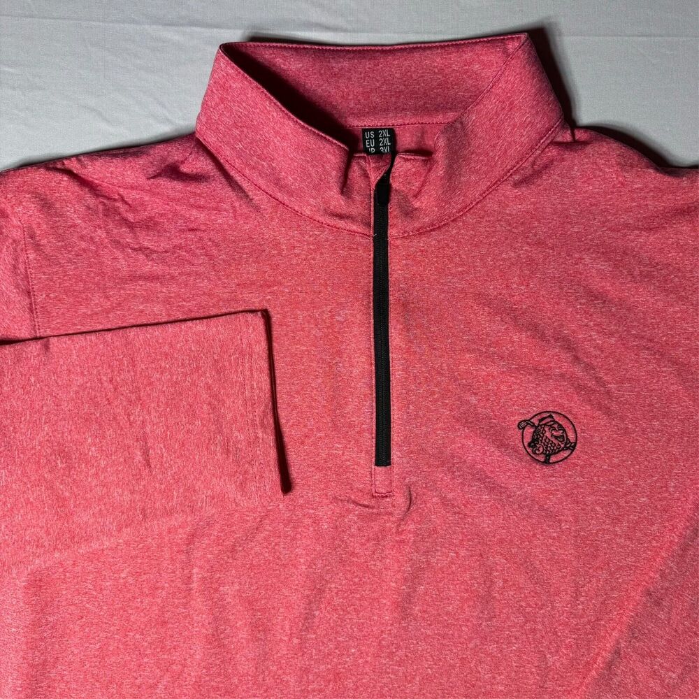 Mens 1/4 Zip Pullover 2XL Heather Red Golf Performance Long Sleeve Sweatshirt
